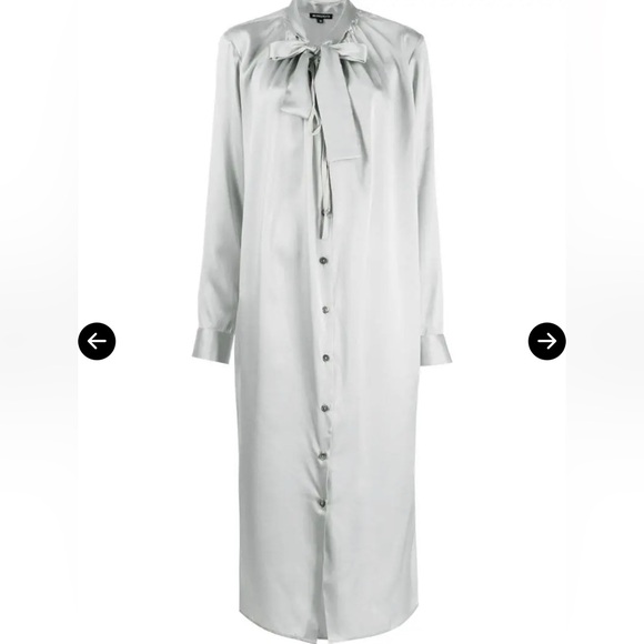 Ann Demeulemeester Dresses & Skirts - Ann Demeulemeester Silk Satin Tied Button Down Casual Relaxed Shirt Midi Dress